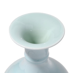 Pale Blue Porcelain Vase - Flower Design
