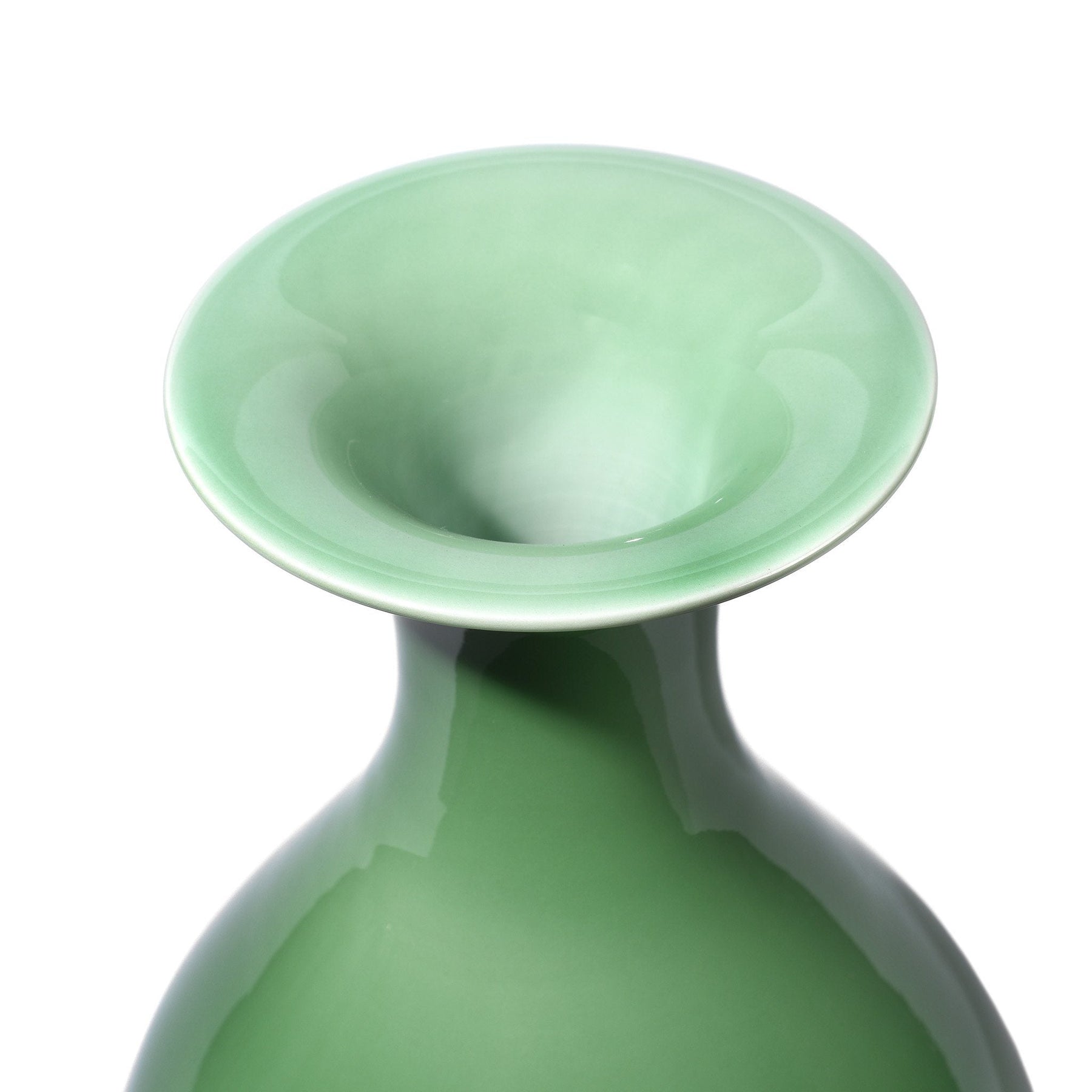 Green Celadon Tall Trumpet Mouth Flower Vase