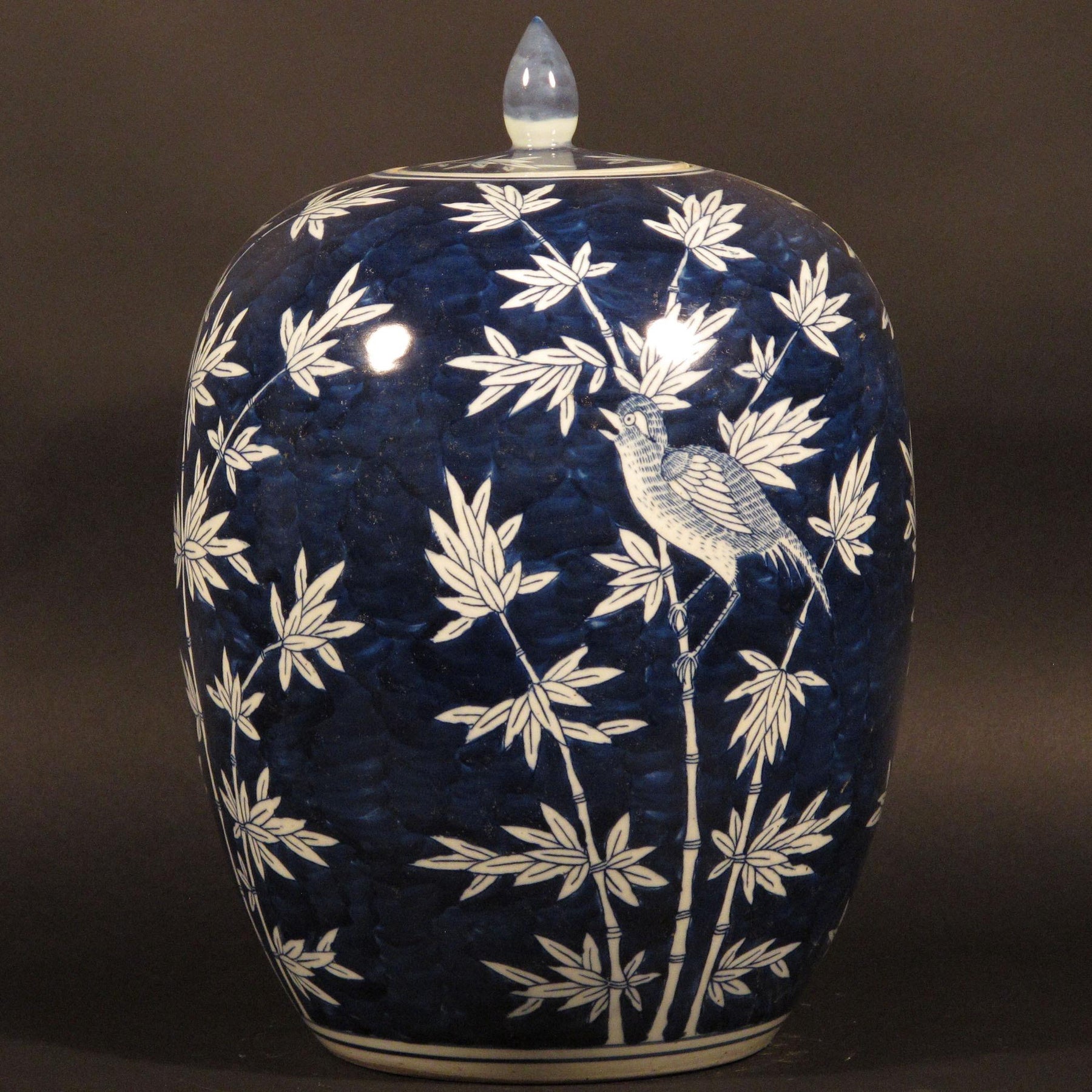 Porcelain Rice Pot Bamboo Design