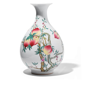 Porcelain Yuhuchunping Vase - Five Peach Design