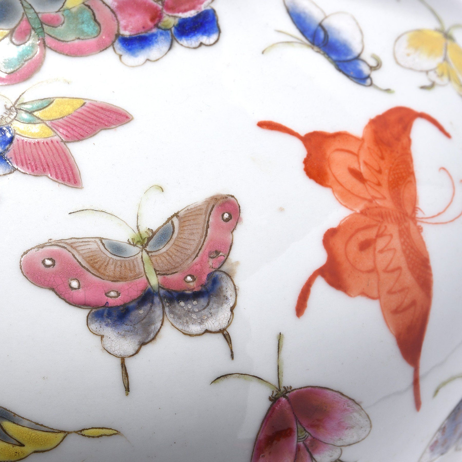 Wucai Porcelain Tianqiuping Vase - Butterfly Design