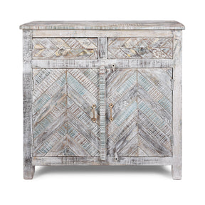 2 Door Parquet Side Cabinet Made From Reclaimed Teak