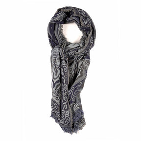 Blue Boteh Scarf - Merino Wool