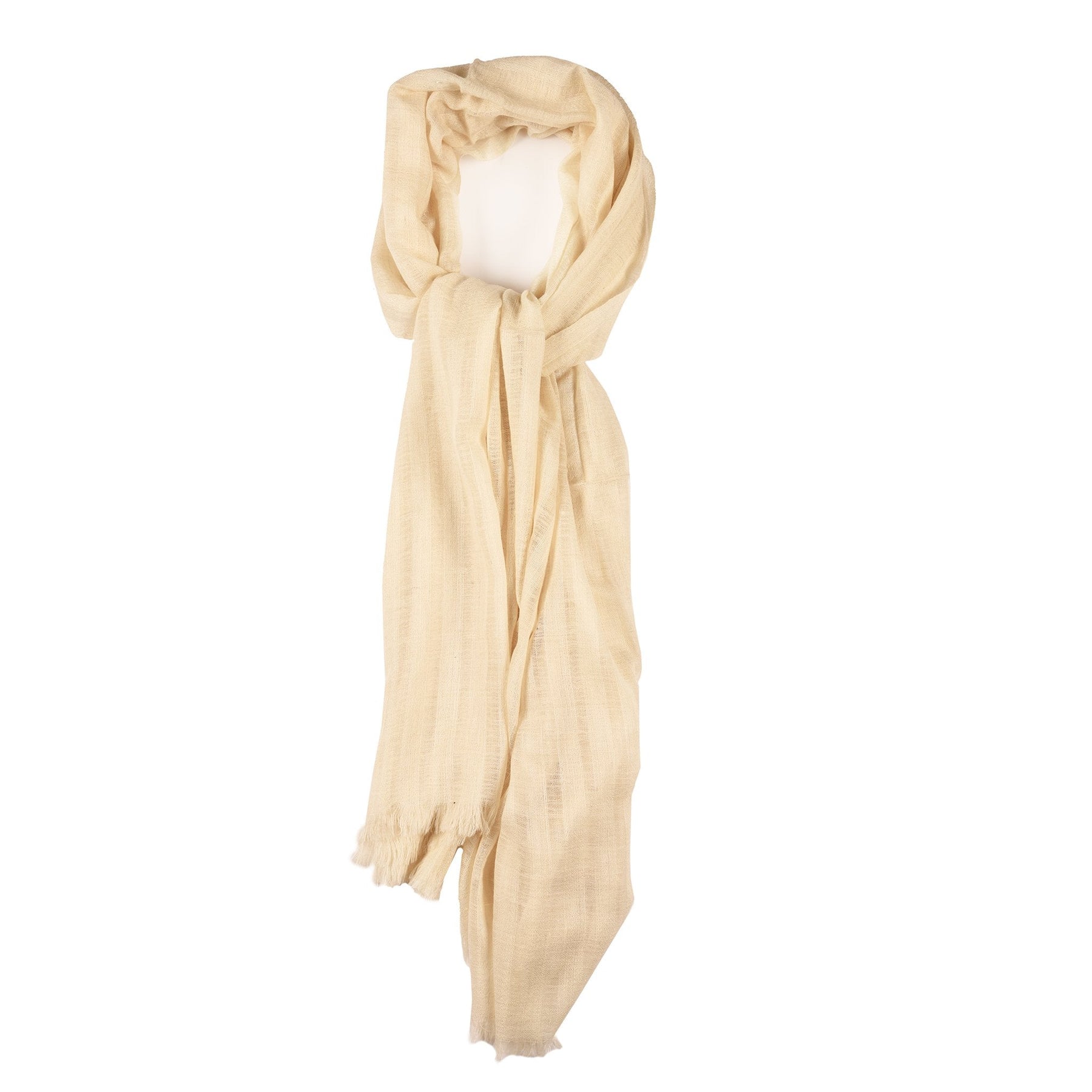 Pashloom Himalayan Cashmere Scarf - Ivory Stripe
