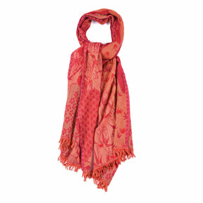 Red Indian Garden Scarf - Merino Wool