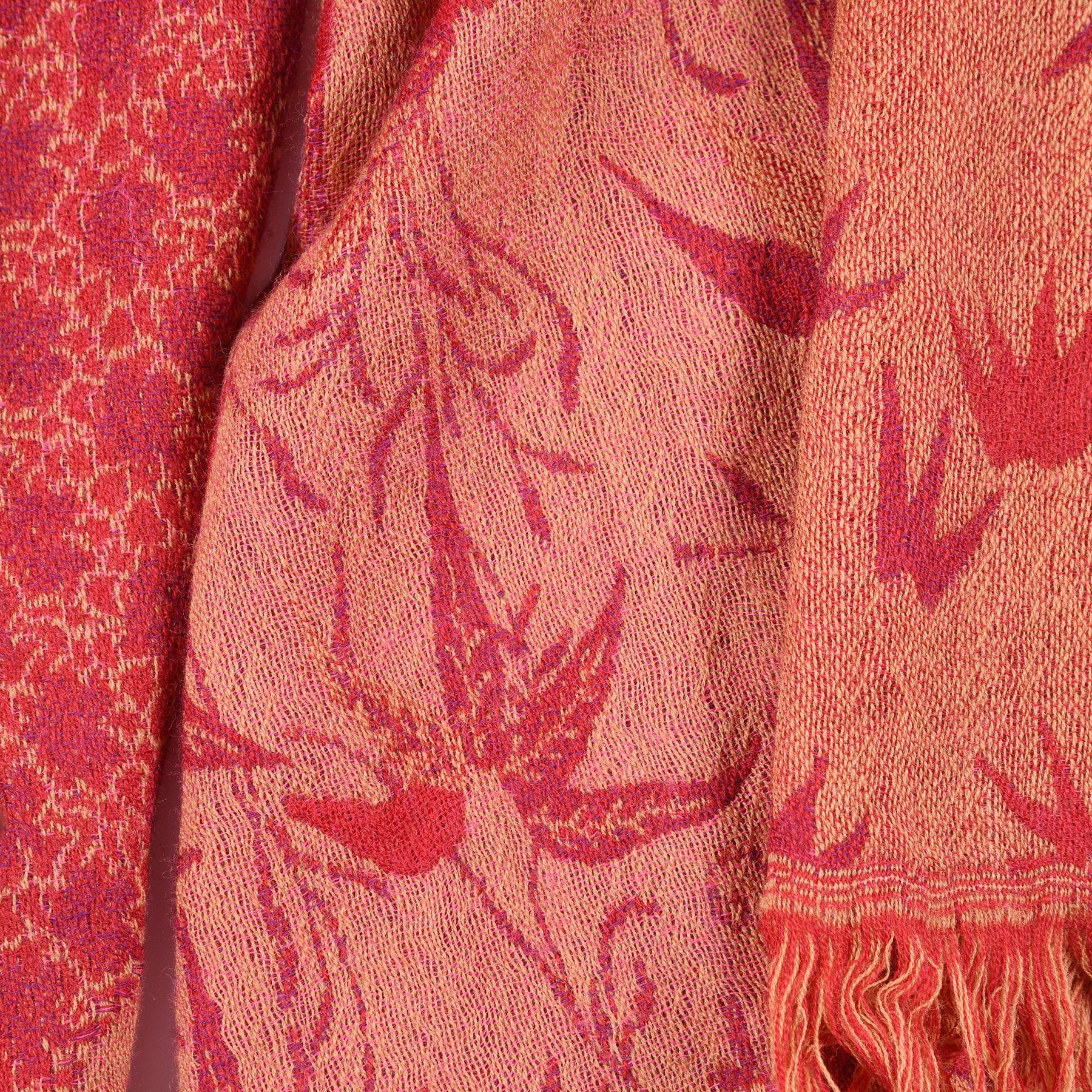 Red Indian Garden Scarf - Merino Wool