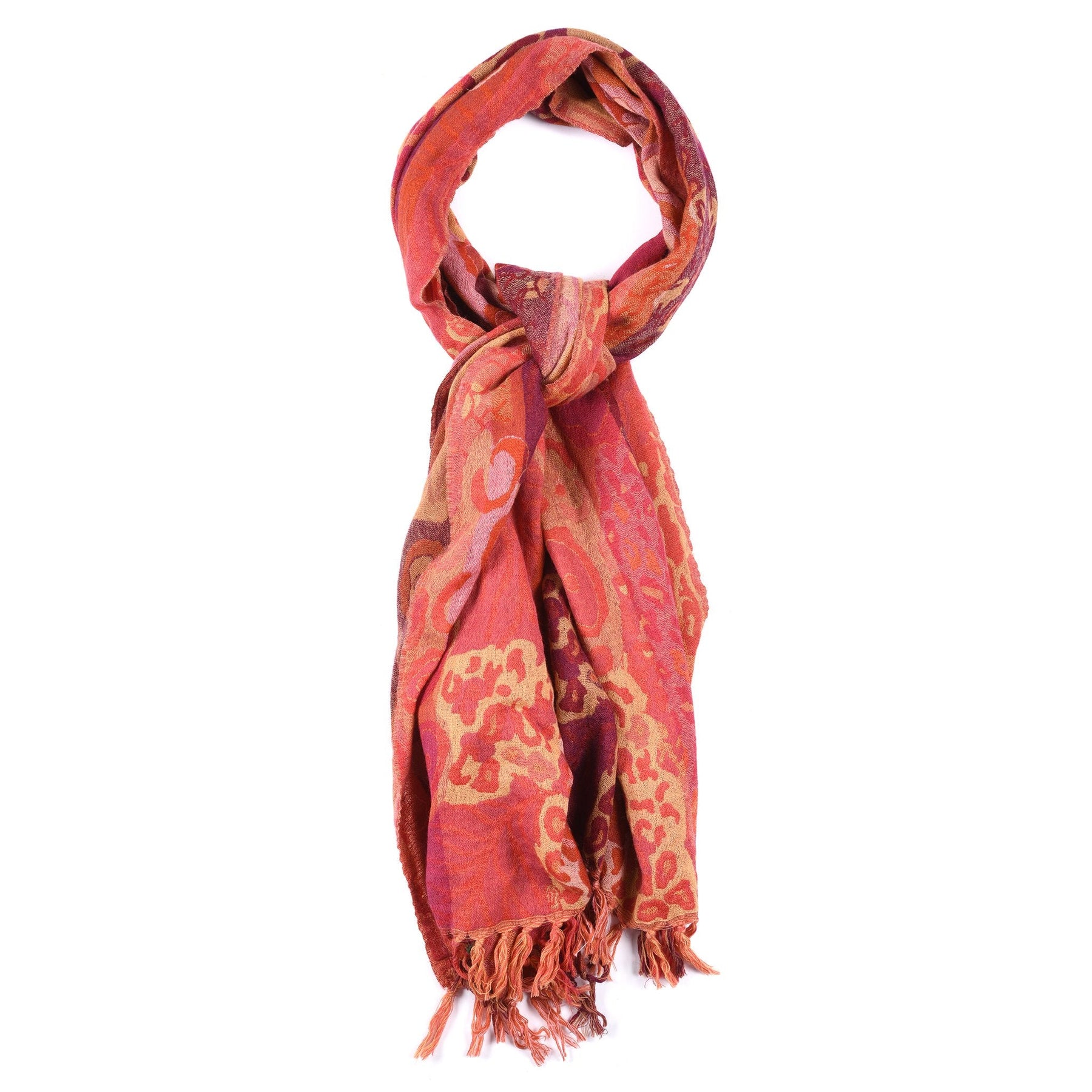 Red Jungle Scarf - Merino Wool