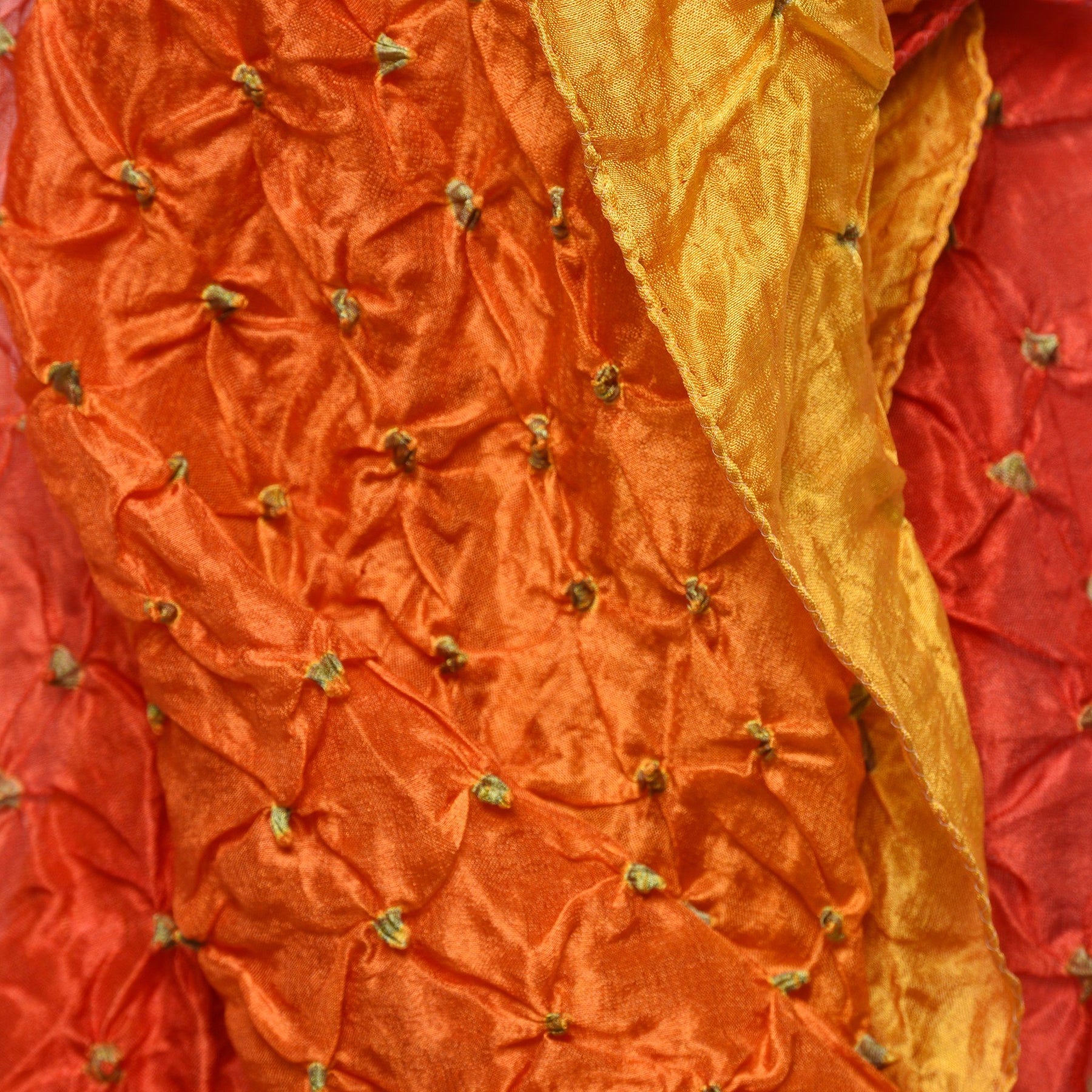 Saffron Yellow Silk Bandhani Scarf
