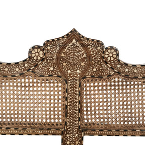 Caned Teak Sofa With Bone Inlay - Ca 80 yrs old