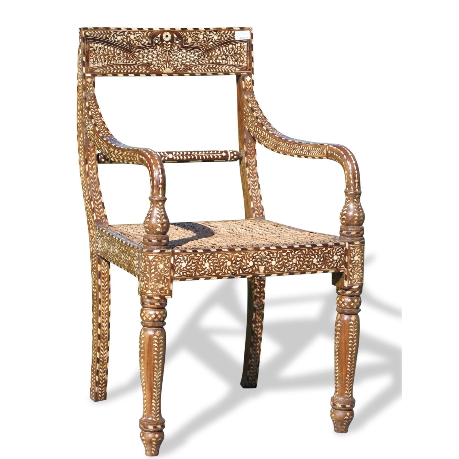 Teak Wood Bone Inlay Chair - 19thC