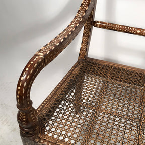 Teak Wood Bone Inlay Chair - 19thC