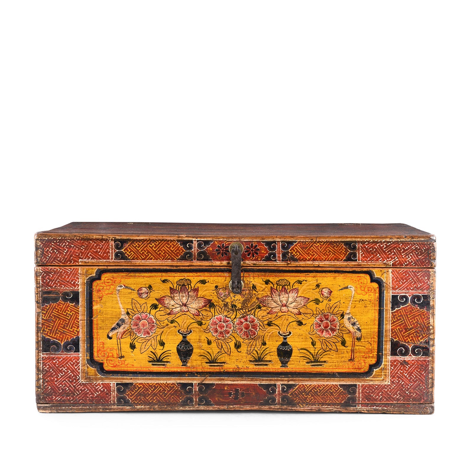 Painted Chest From Gansu - 19th Century