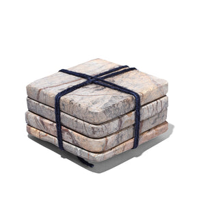 Set Of 4 Bidisar Marble Coasters From Rajasthan