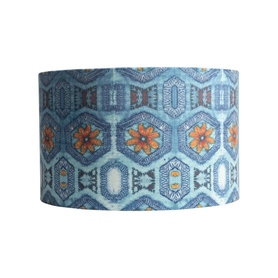Blue & Tangerine Nui Burst Drum Lamp Shade - 35cm