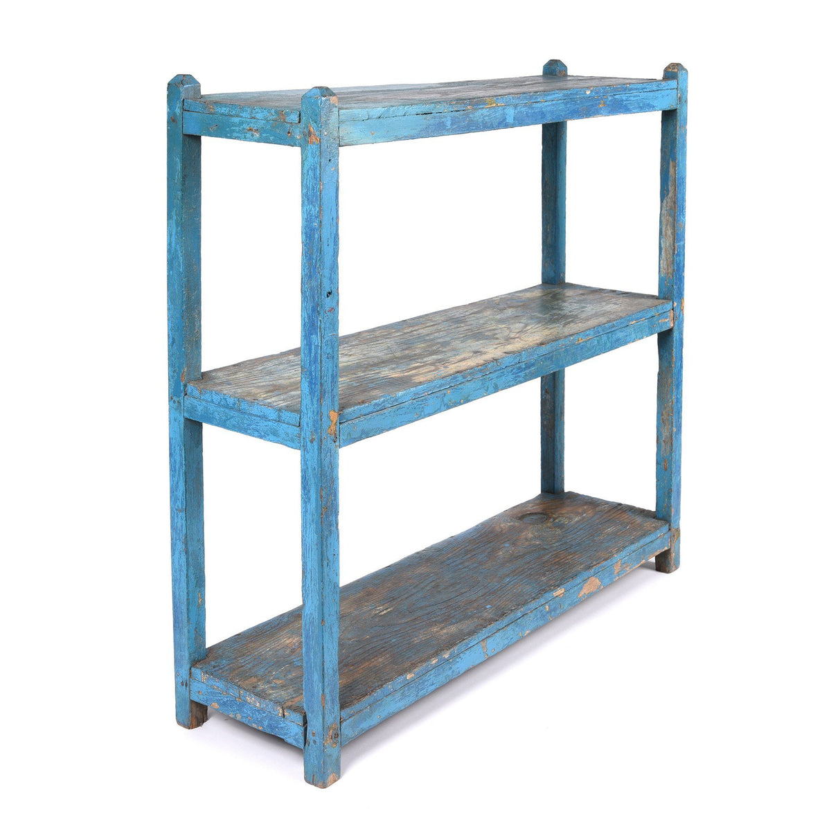 Vintage Indian Shelf With Blue Paint Finish - Ca 1920