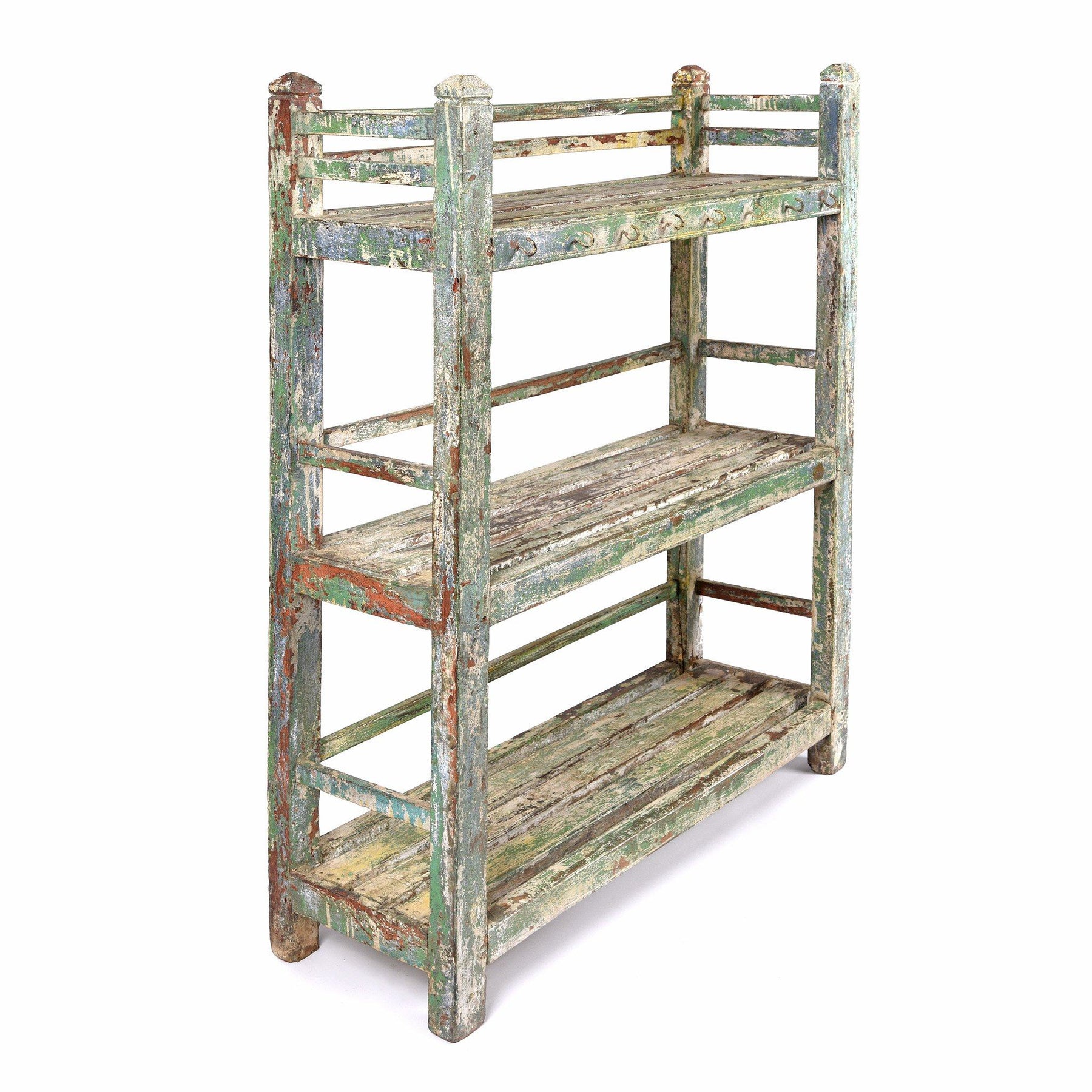 Vintage Painted Indian Teak Shelf - Ca 1930