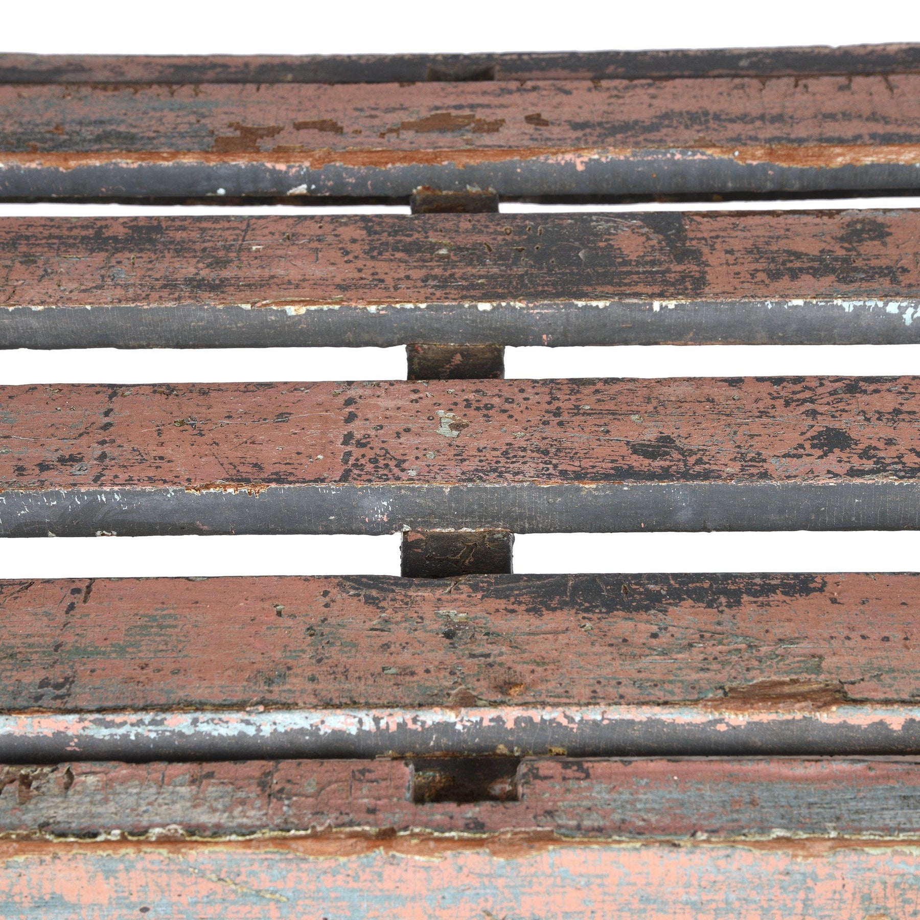 Vintage Painted Indian Teak Slatted Shelf - Ca 1920