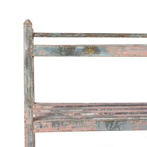 Vintage Painted Indian Teak Slatted Shelf - Ca 1920