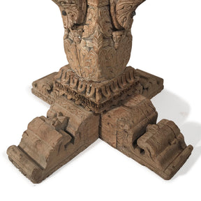 Bleached Teak Table Made From 19th Century Gujerati Carvings