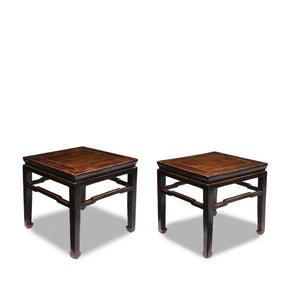 Chinese Elm Square Side Tables  - 19thC