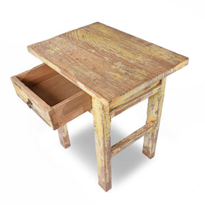 Country Table Made From Old Yellow Painted Pine