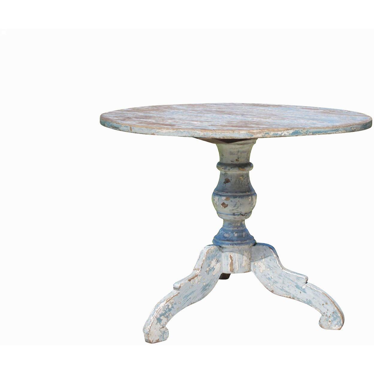 Distressed Blue Painted Round Table