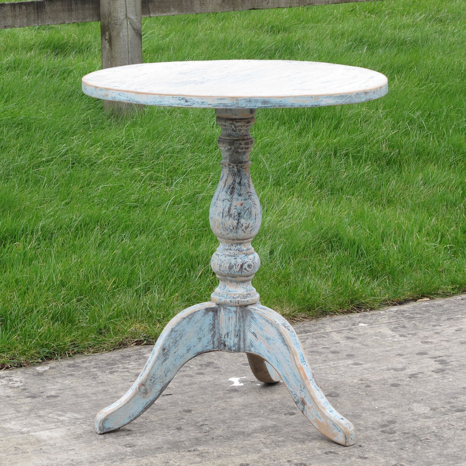 Small Round Table Made From Old Painted Pine