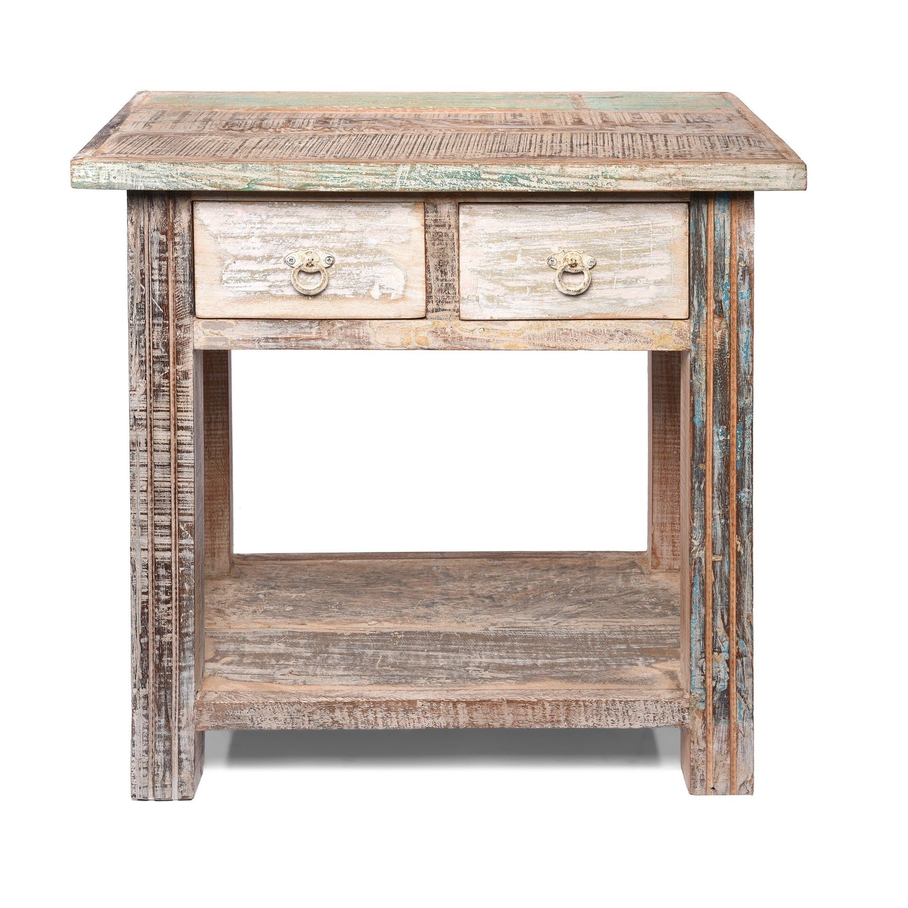 Table Made From Reclaimed Teak With Traces Original Paint