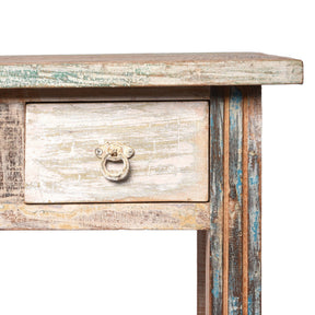 Table Made From Reclaimed Teak With Traces Original Paint