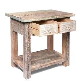 Table Made From Reclaimed Teak With Traces Original Paint