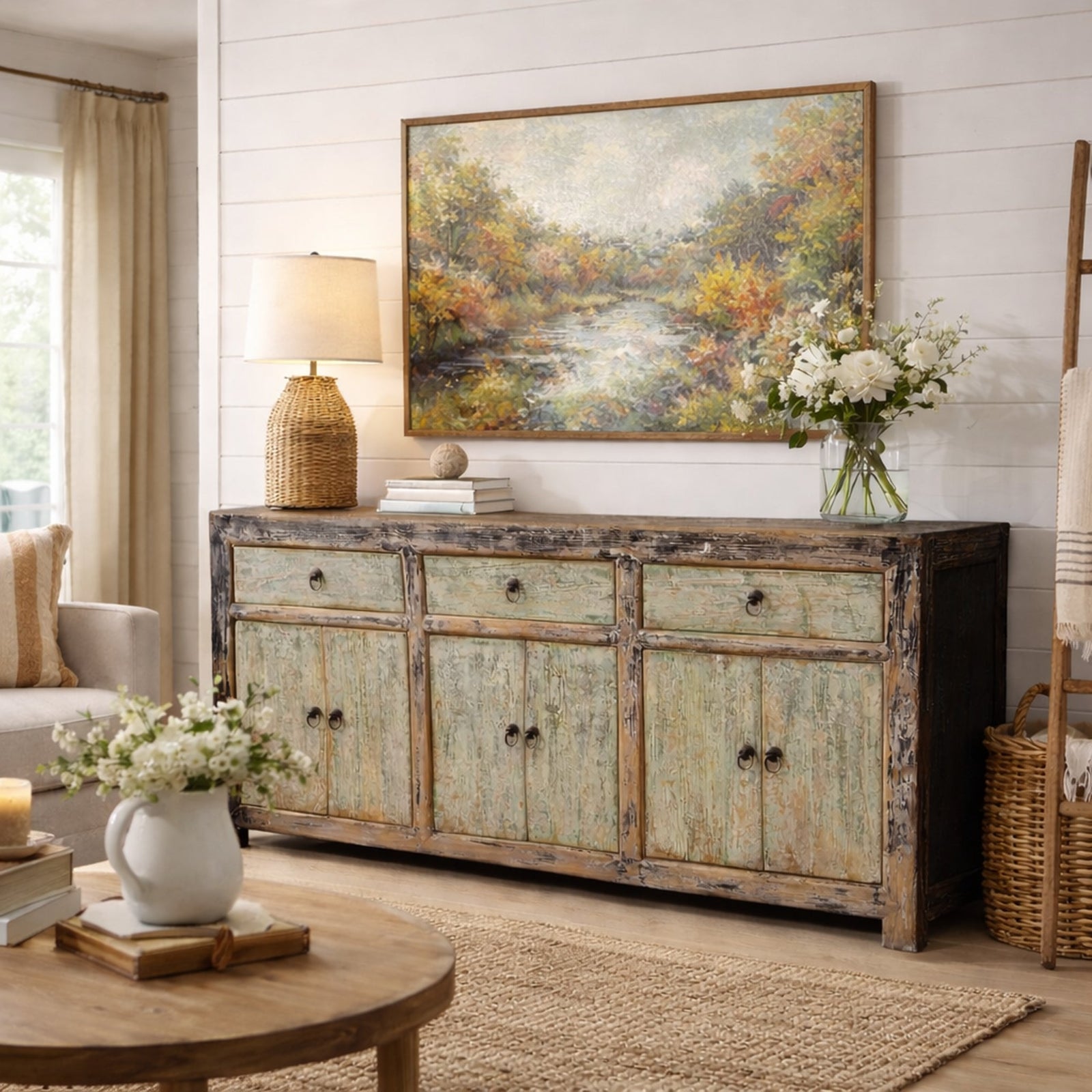 Green & Black Painted Sideboard
