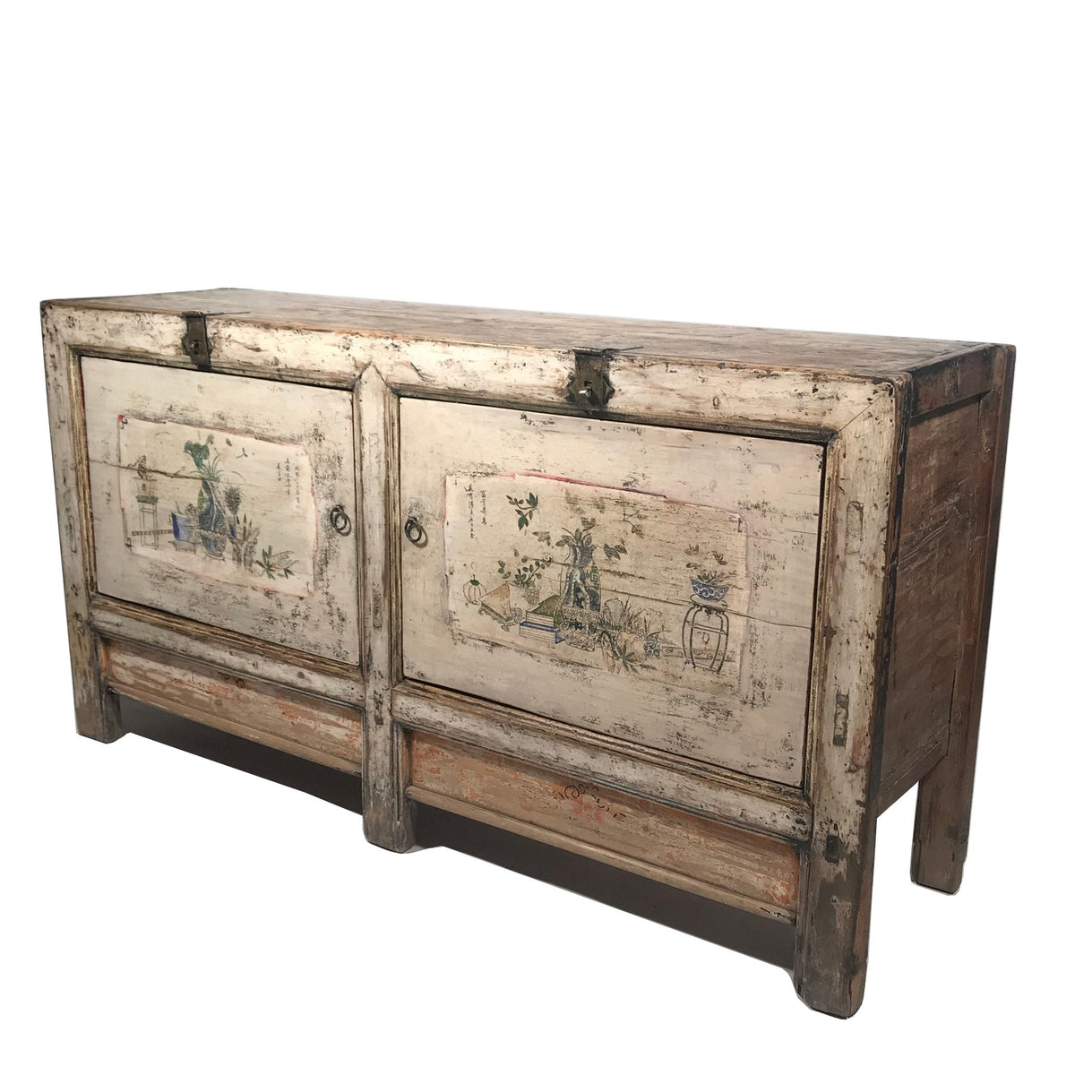 2 Door Pastel Mongolian Sideboard - 19thC