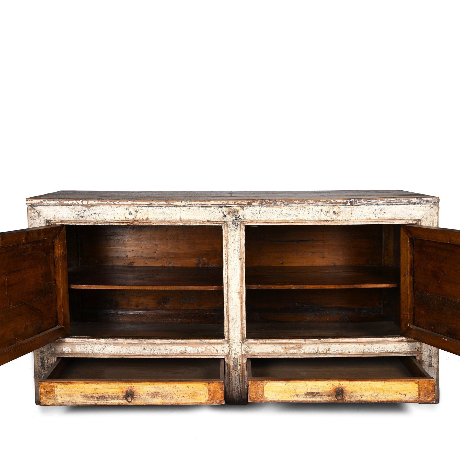 2 Door White Painted Mongolian Sideboard - 19thC