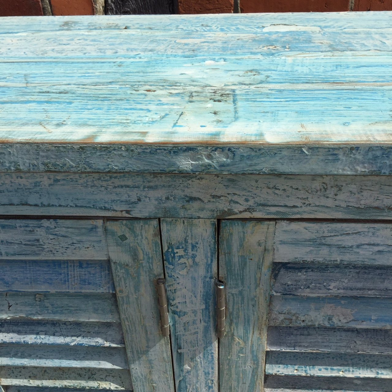 4 Door Louvre Sideboard - Blue Painted Reclaimed Teak