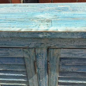 4 Door Louvre Sideboard - Blue Painted Reclaimed Teak