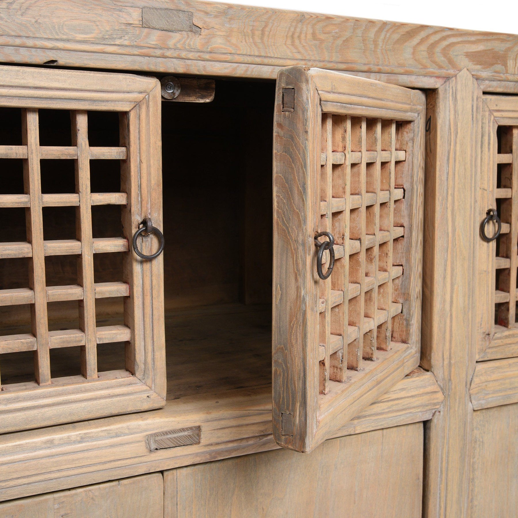 Bleached Lattice Kitchen Cabinet From Tianjin - Late 19thC