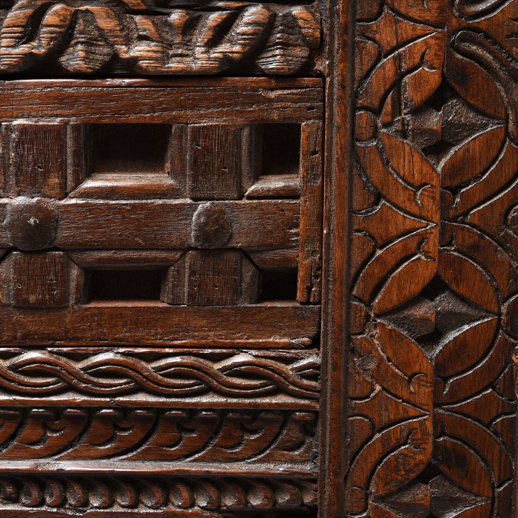 Carved Indian Sideboard Made From Old Reclaimed Teak