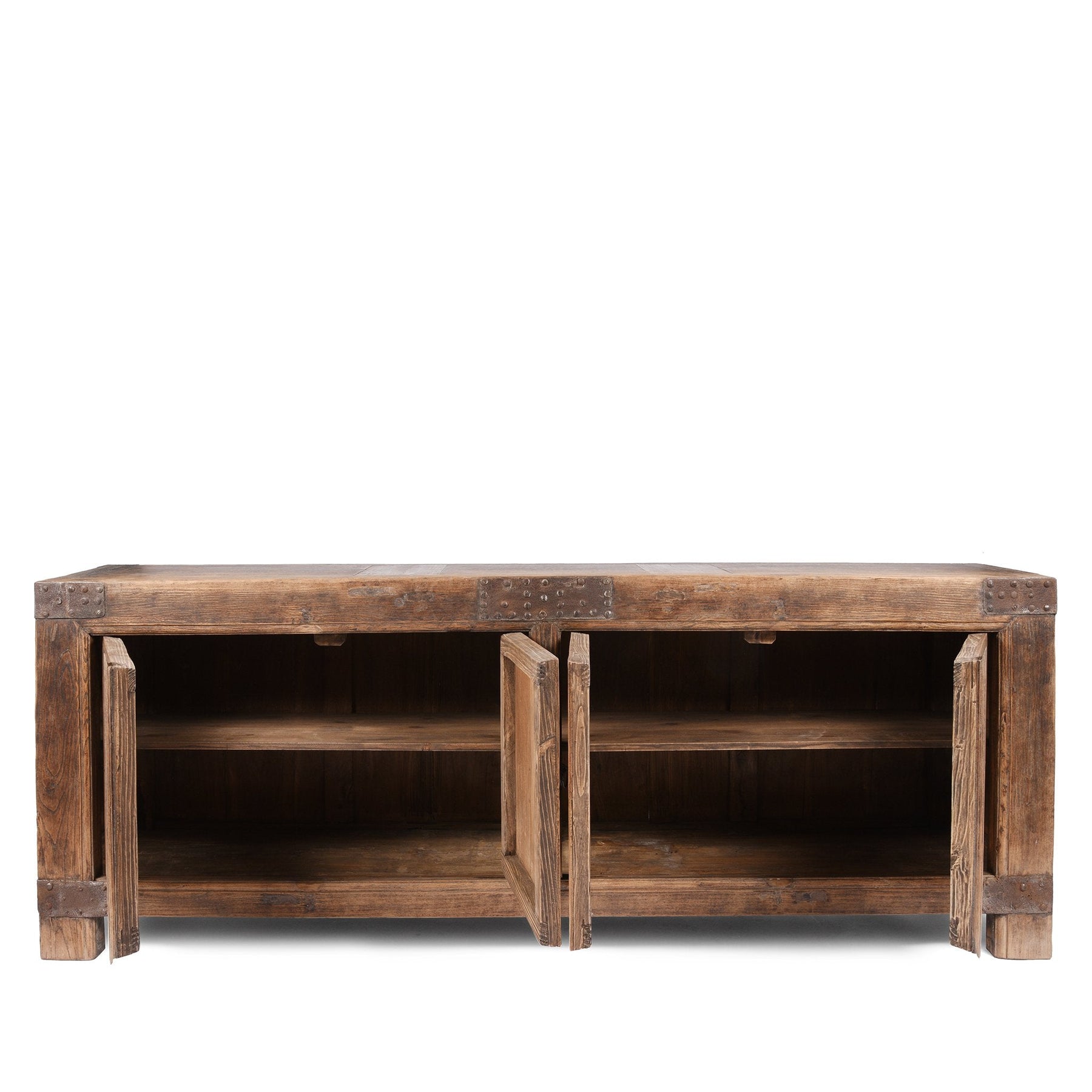 Iron Bound 4 Door Long Sideboard From Mongolia - 19thC