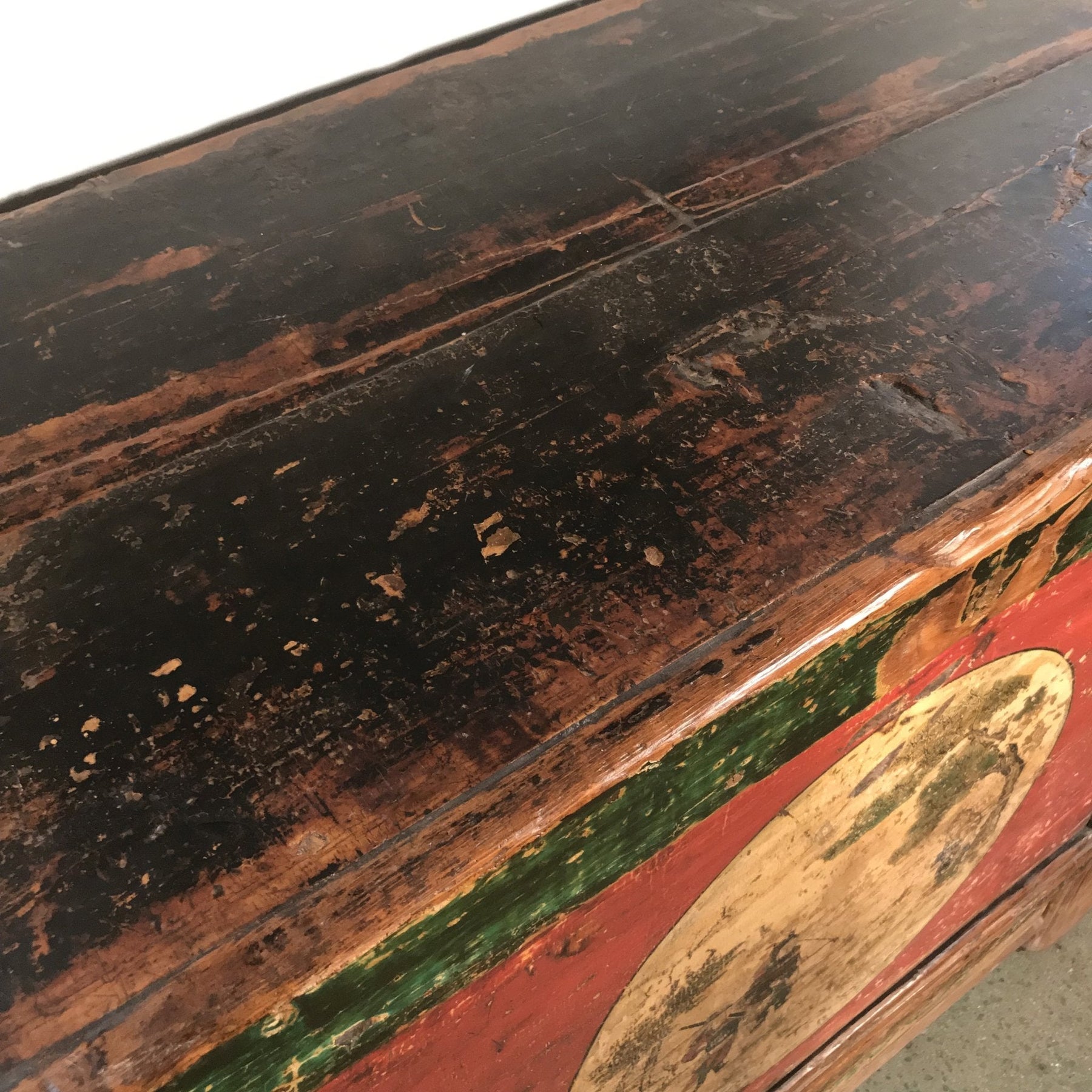 Long Painted Sideboard From Mongolia - 19thC