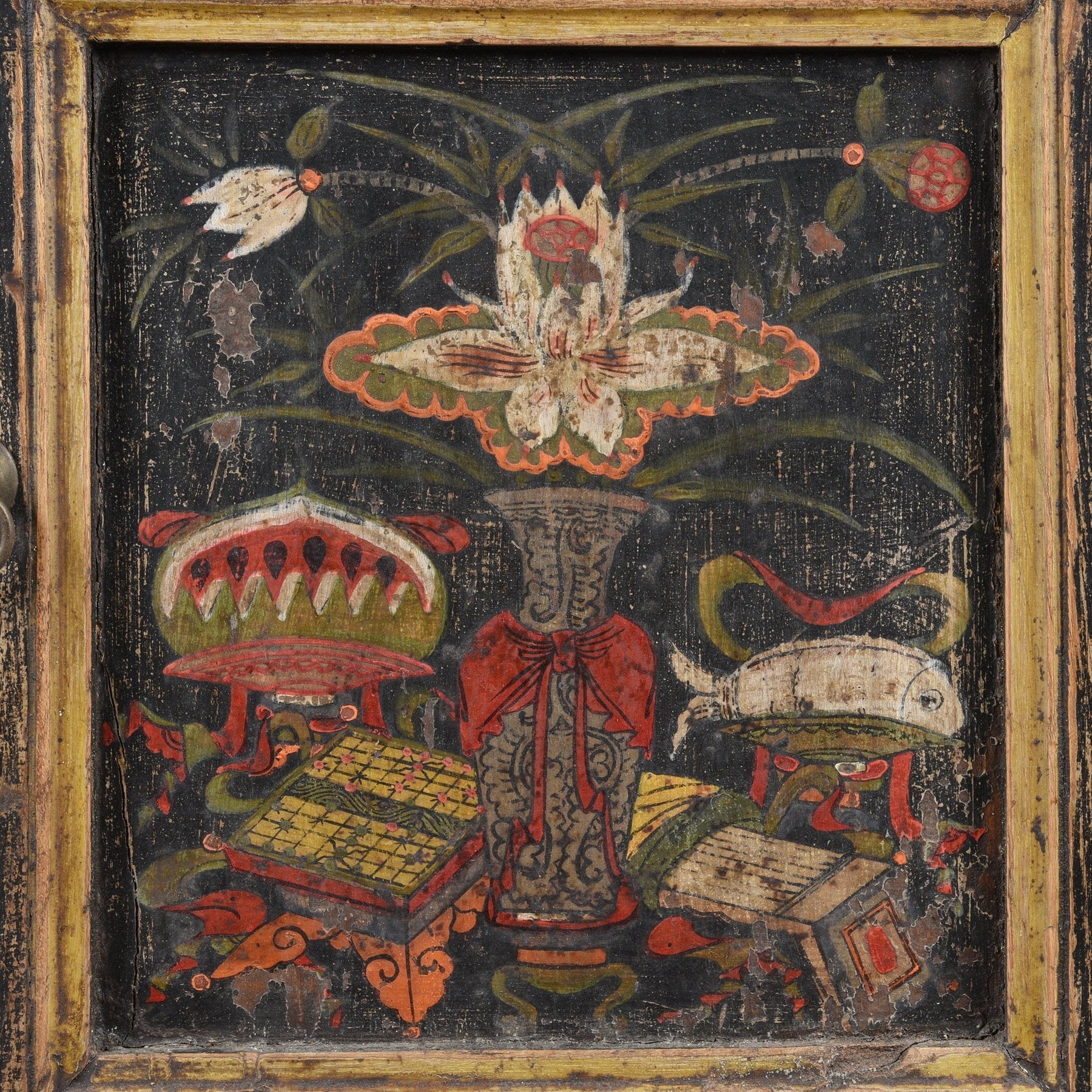 Mongolian Cabinet With Original Painting - 19thC