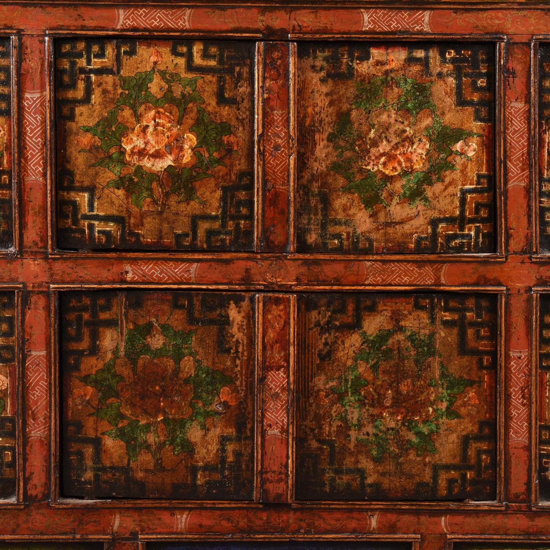 Painted Altar Cabinet From Tibet - 19thC