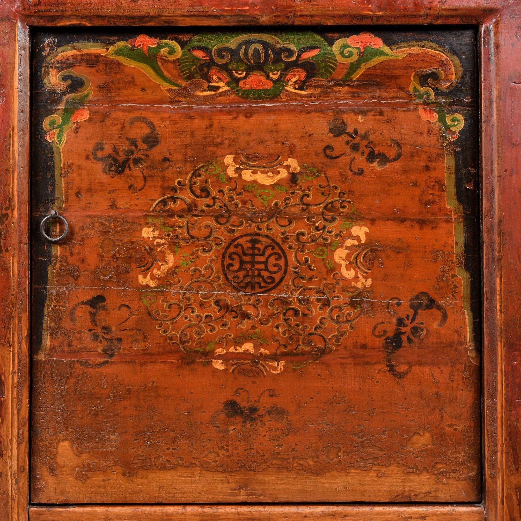 Painted Sideboard From Mongolia With Snow Lions - 19thC