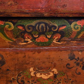 Painted Sideboard From Mongolia With Snow Lions - 19thC