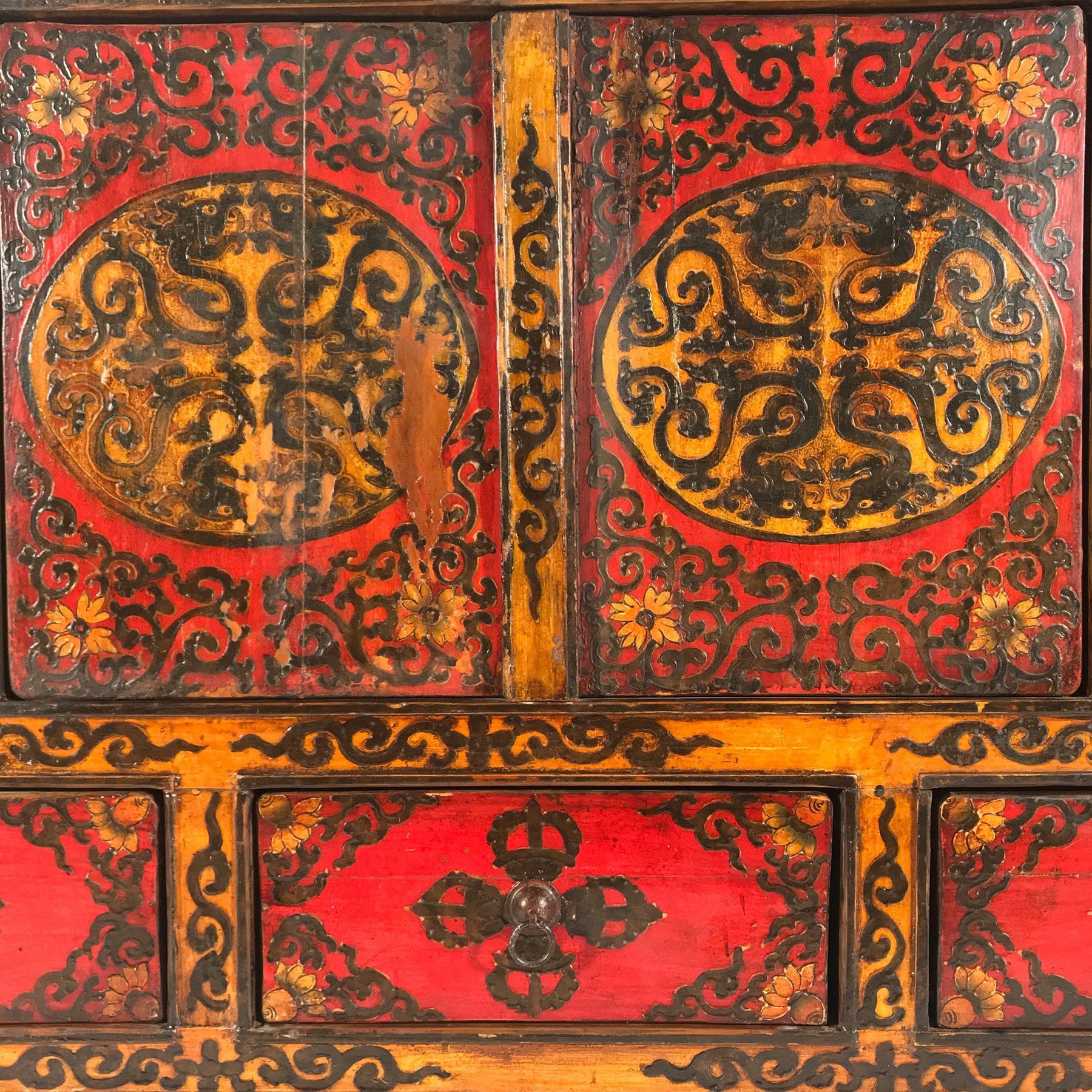 Painted Tibetan Altar Cabinet (Reproduction)