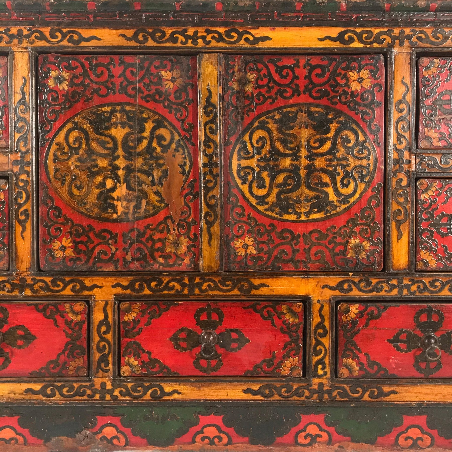 Painted Tibetan Altar Cabinet (Reproduction)
