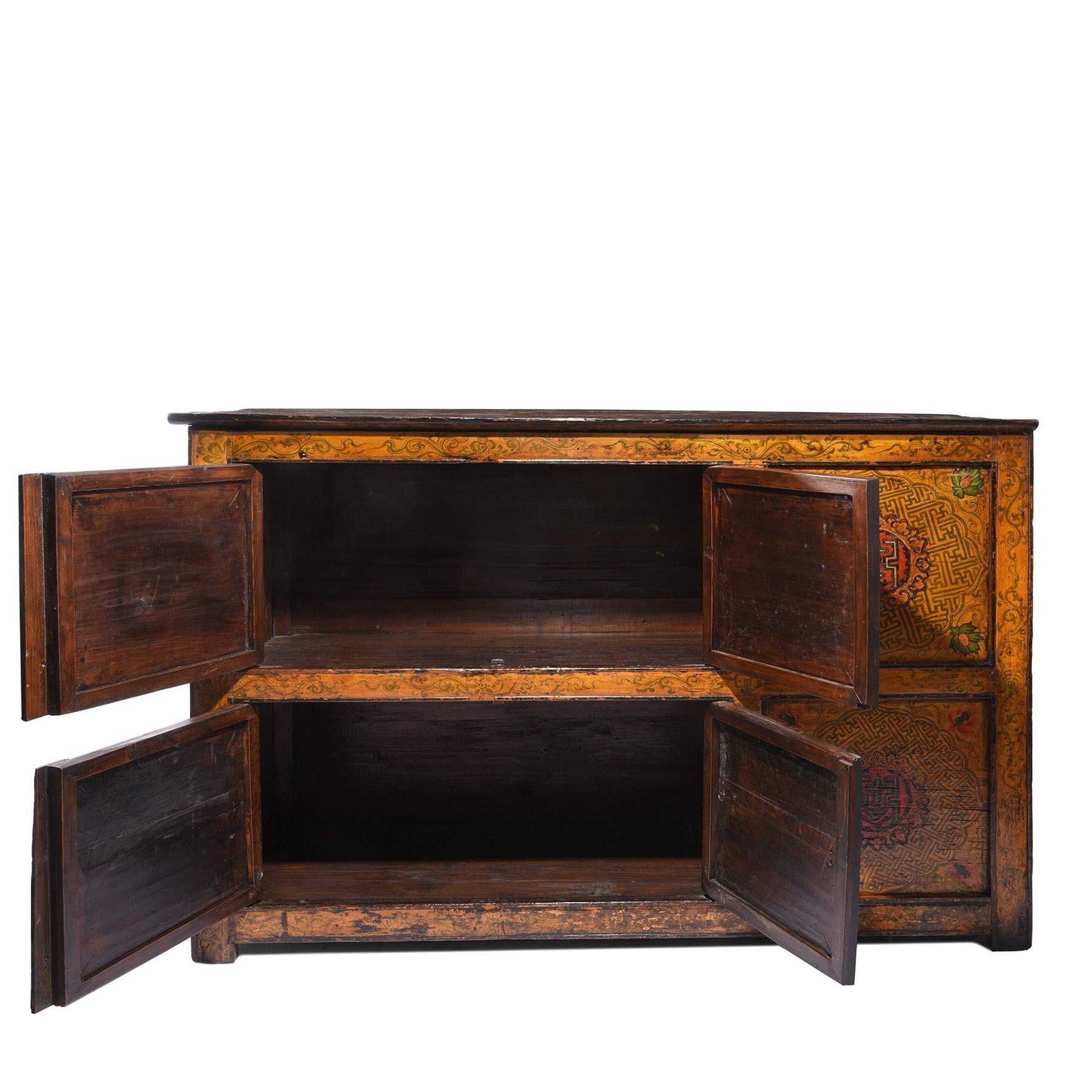 Painted Tibetan Cabinet From Lhasa - 19thC