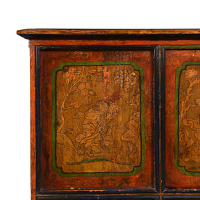 Painted Tibetan Cabinet From Shigatse - 19thC