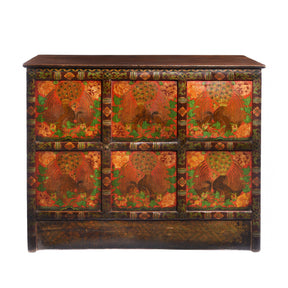 Pair of Painted Polychrome Tibetan Altar Cabinets - Late 19thC