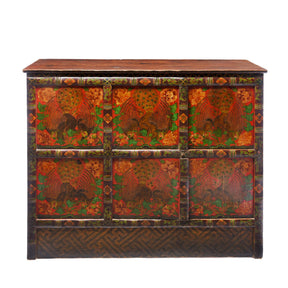 Pair of Painted Polychrome Tibetan Altar Cabinets - Late 19thC