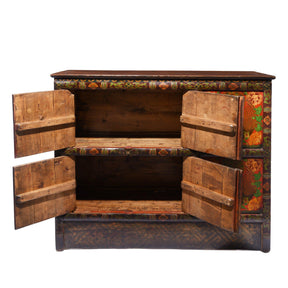 Pair of Painted Polychrome Tibetan Altar Cabinets - Late 19thC